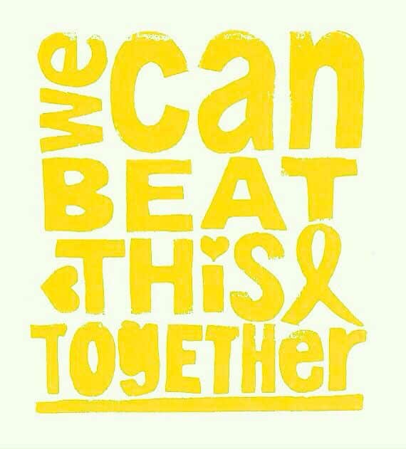 Light yellow background with bright yellow words: we can beat this together
